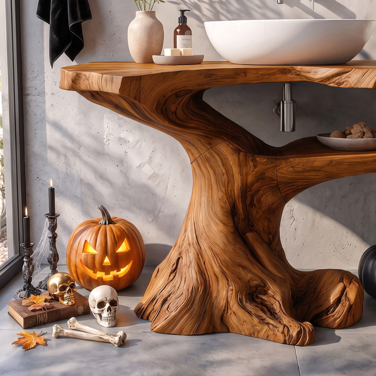 Modern Halloween Bathroom Vanity With Asymmetrical Base For Bathroom SINLKIBRV340
