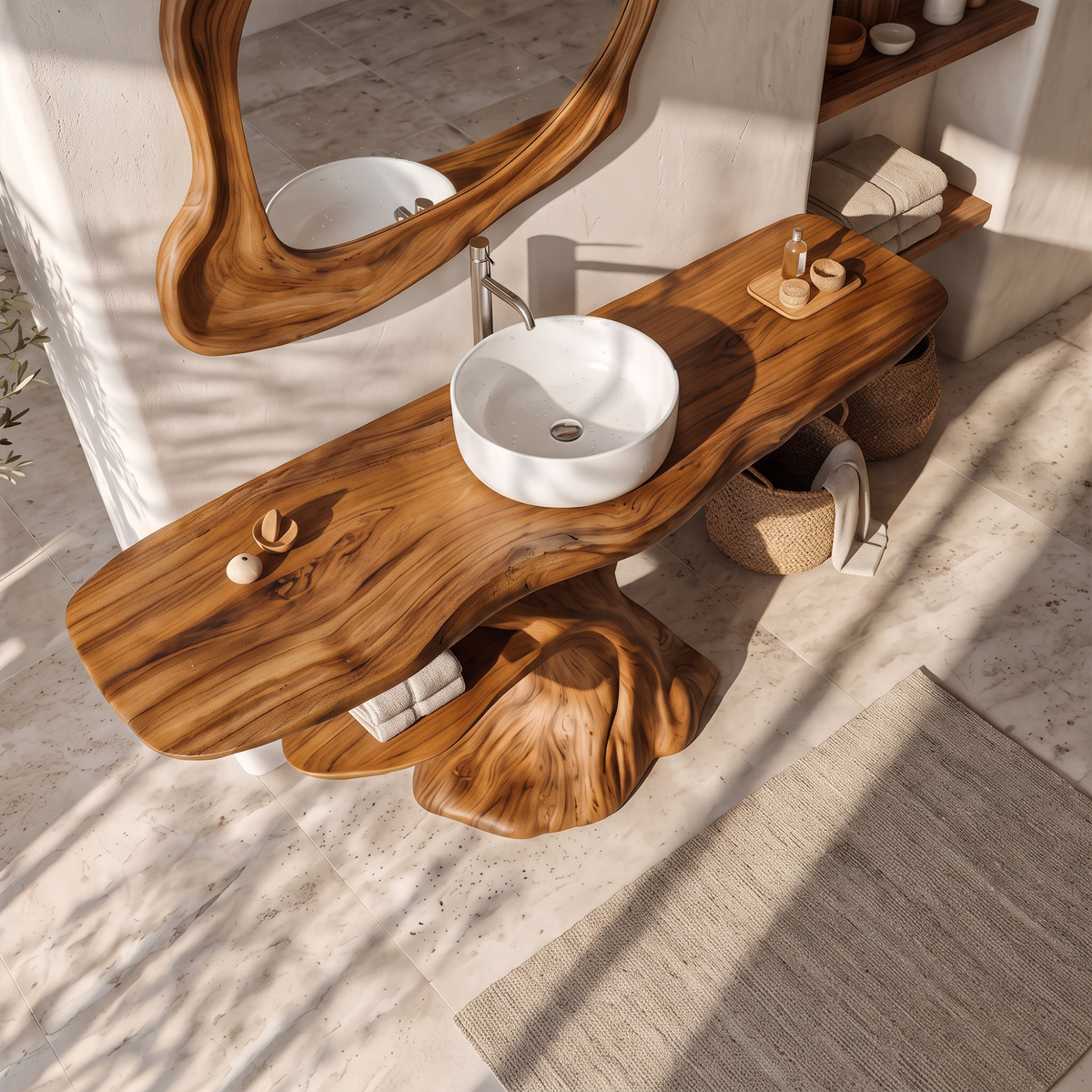 Rustic Bathroom Vanity With Bold Tree Root Design For Bathroom SINLKIBRV346