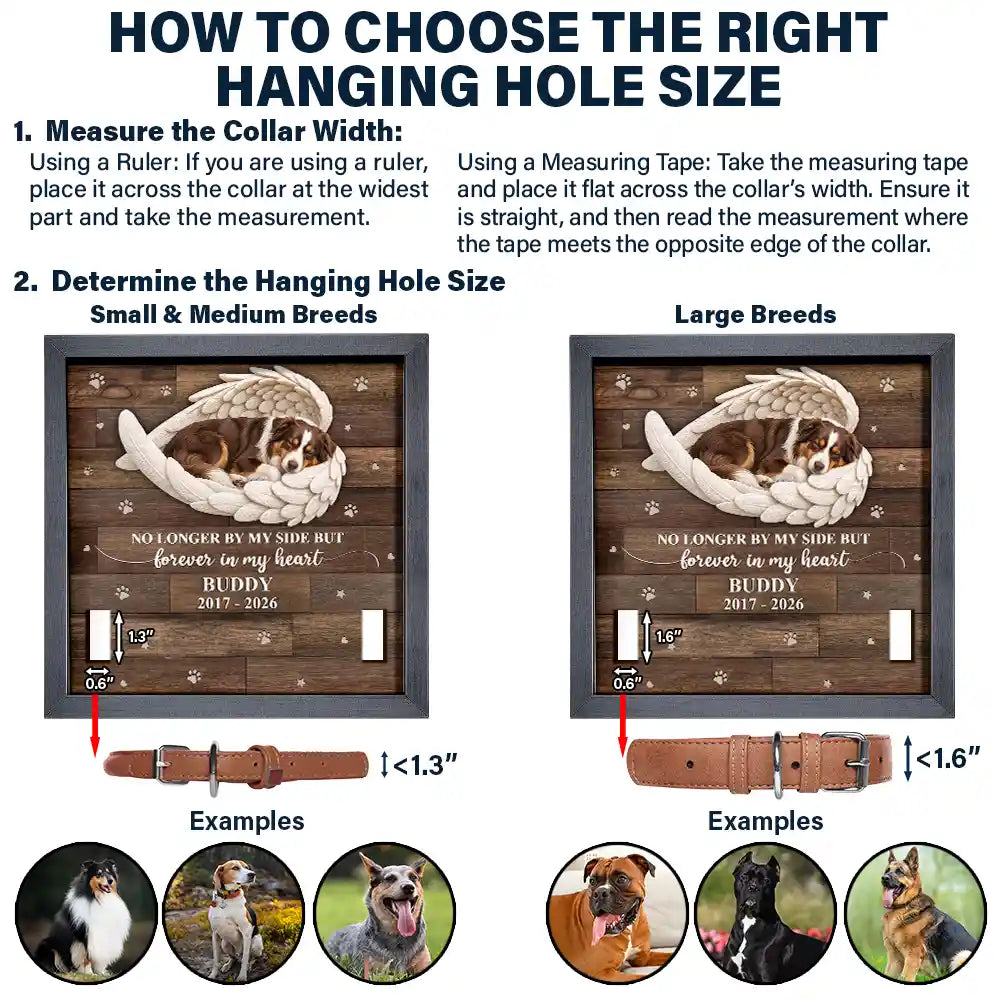 Custom Photo Sleeping Angel Forever Loved Memorial Dog Cat - Personalized Pet Loss Sign, Collar Frame