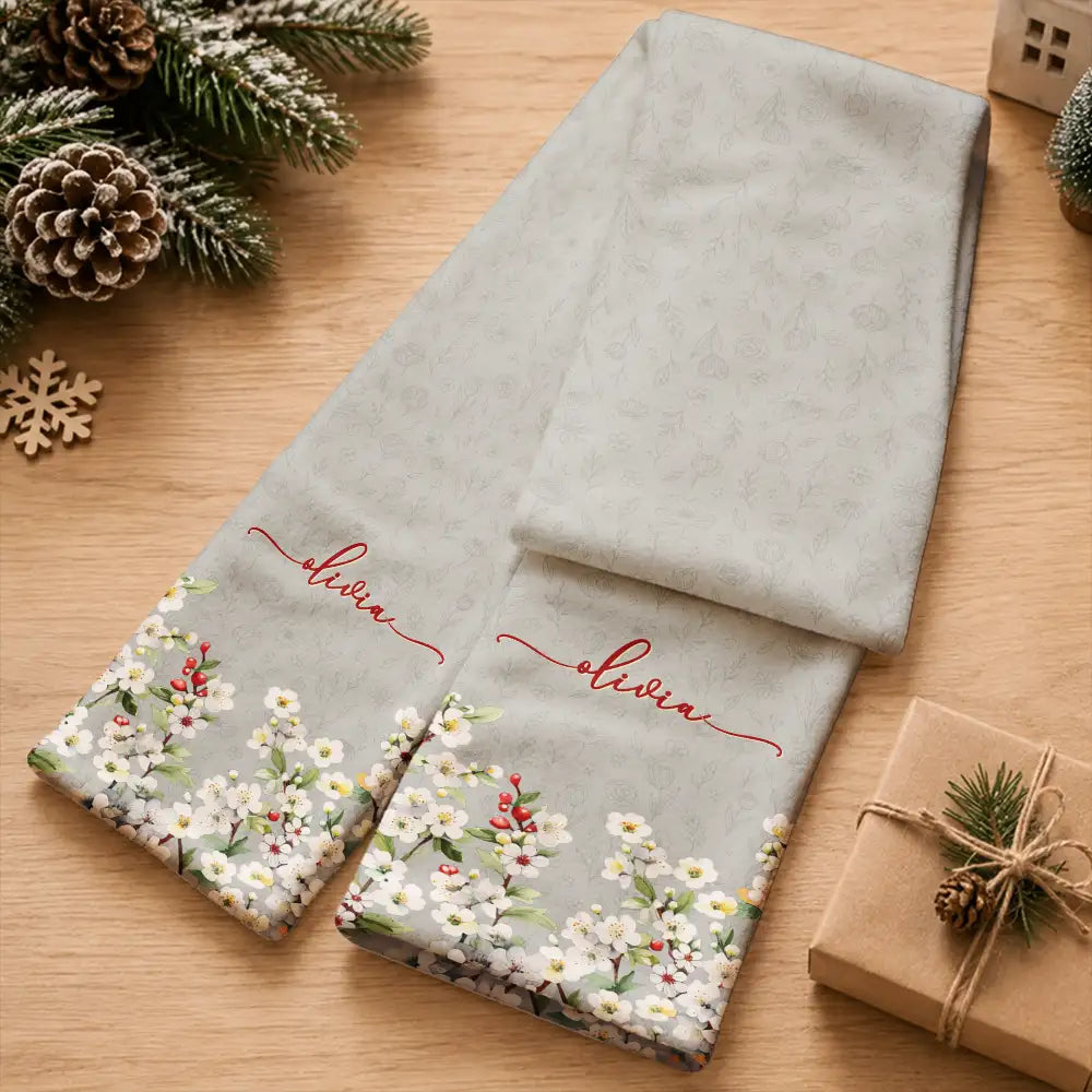 Birth Flower Blooming In Love - Personalized Fleece Scarf