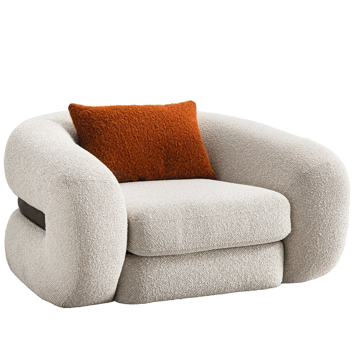 Cream Boucle Fabric 1 Seater Sofa CURLY