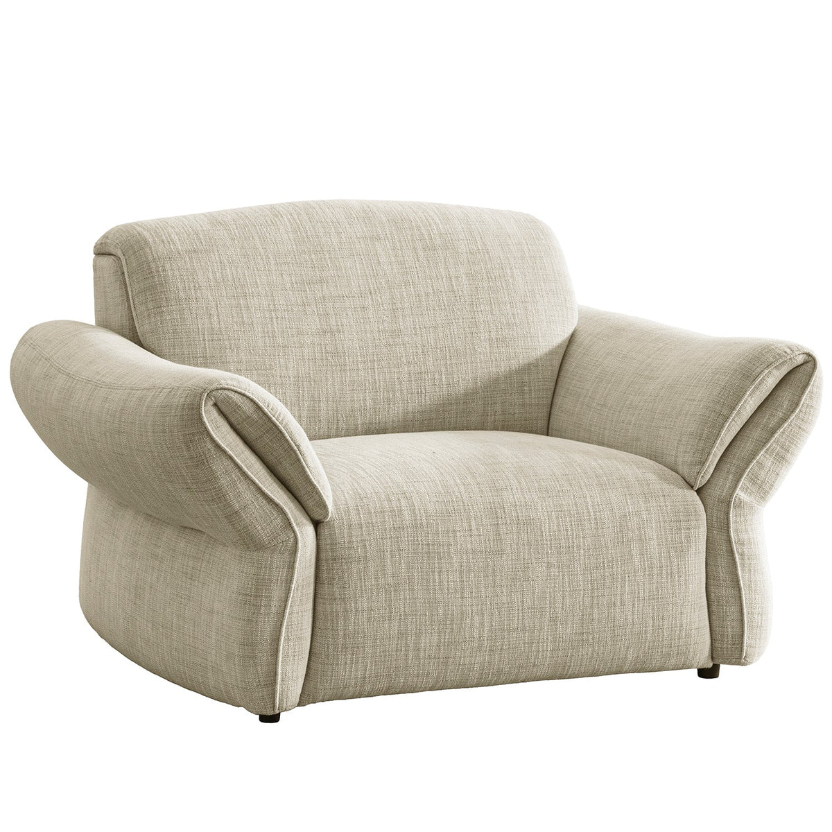 Cream Mixed Weave Fabric 1 Seater Sofa LUNAR