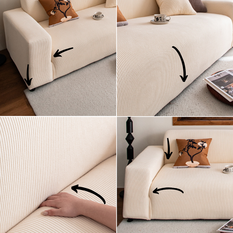Ribbed Jacquard Velvet Sofa Slipcover