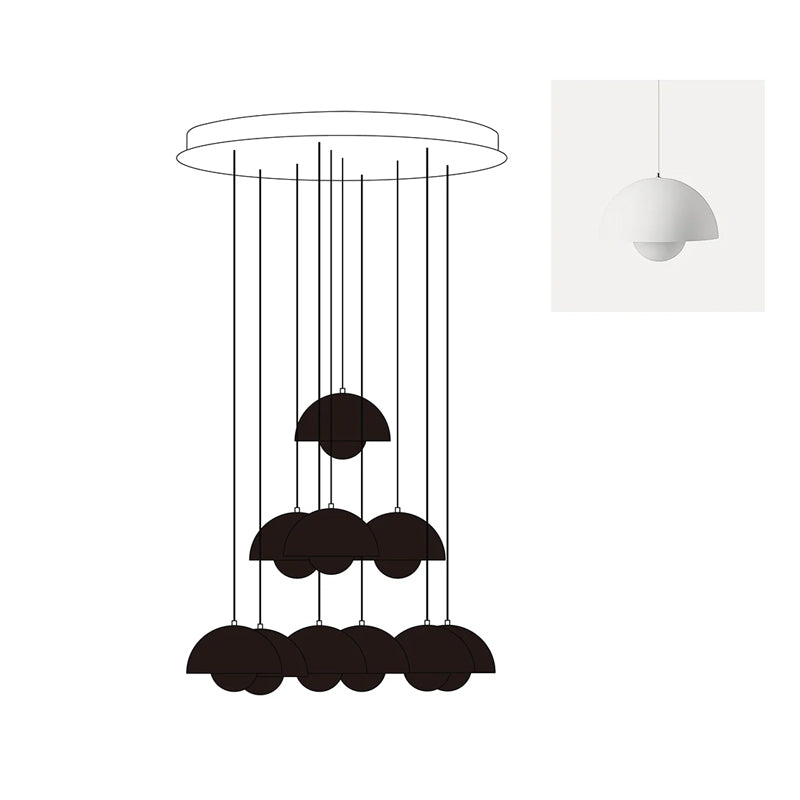 Duo Dome Ten-Light Chandelier