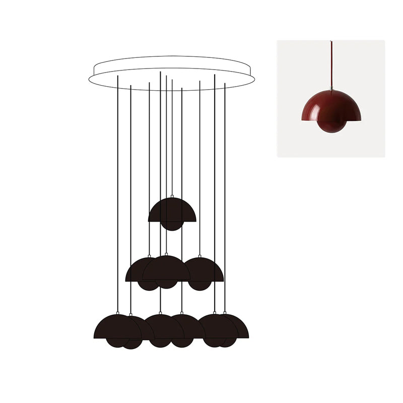 Duo Dome Ten-Light Chandelier
