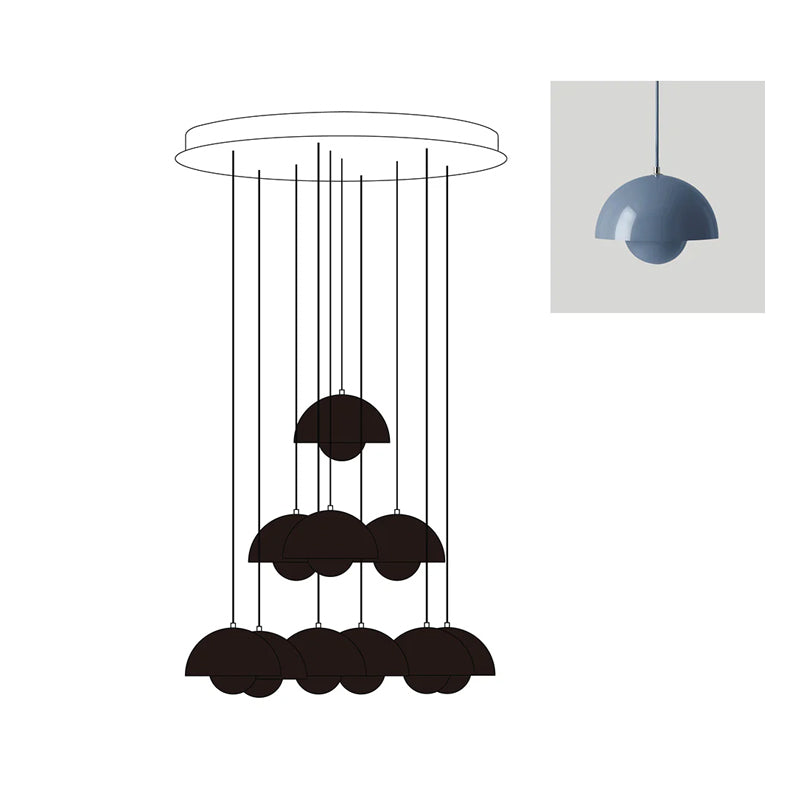 Duo Dome Ten-Light Chandelier