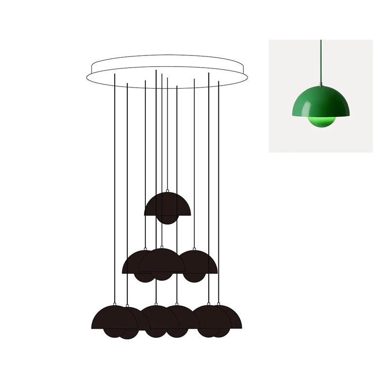 Duo Dome Ten-Light Chandelier