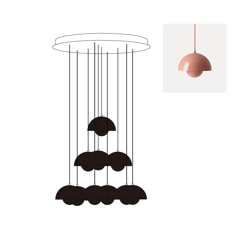 Duo Dome Ten-Light Chandelier