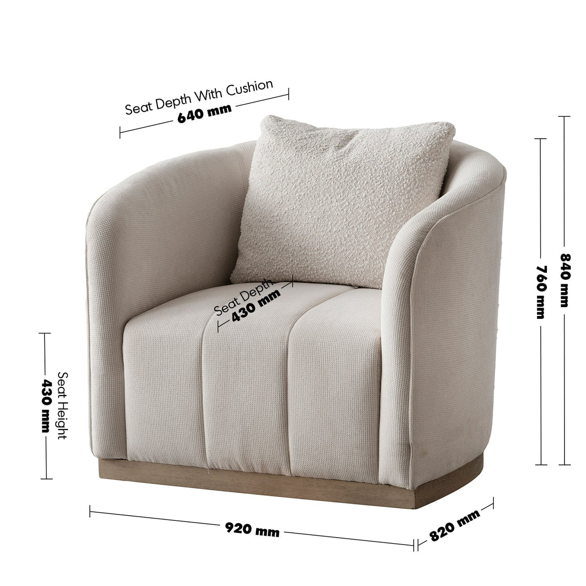 Japandi Cotton Fabric 1 Seater Sofa PANNA
