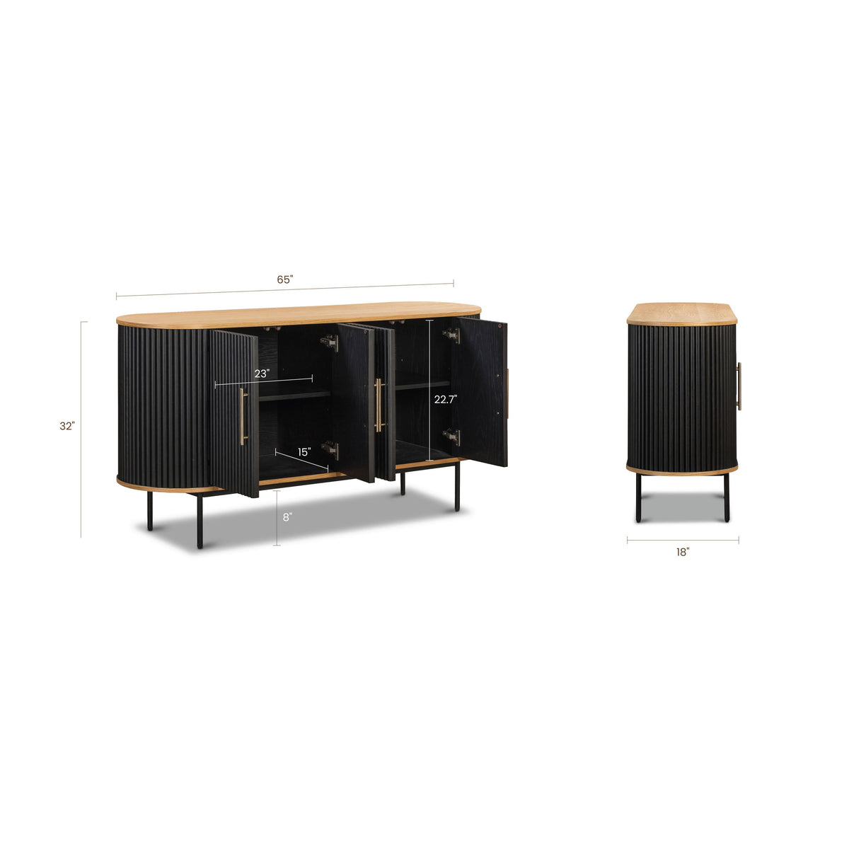 Noir 65" Oak Sideboard, Black