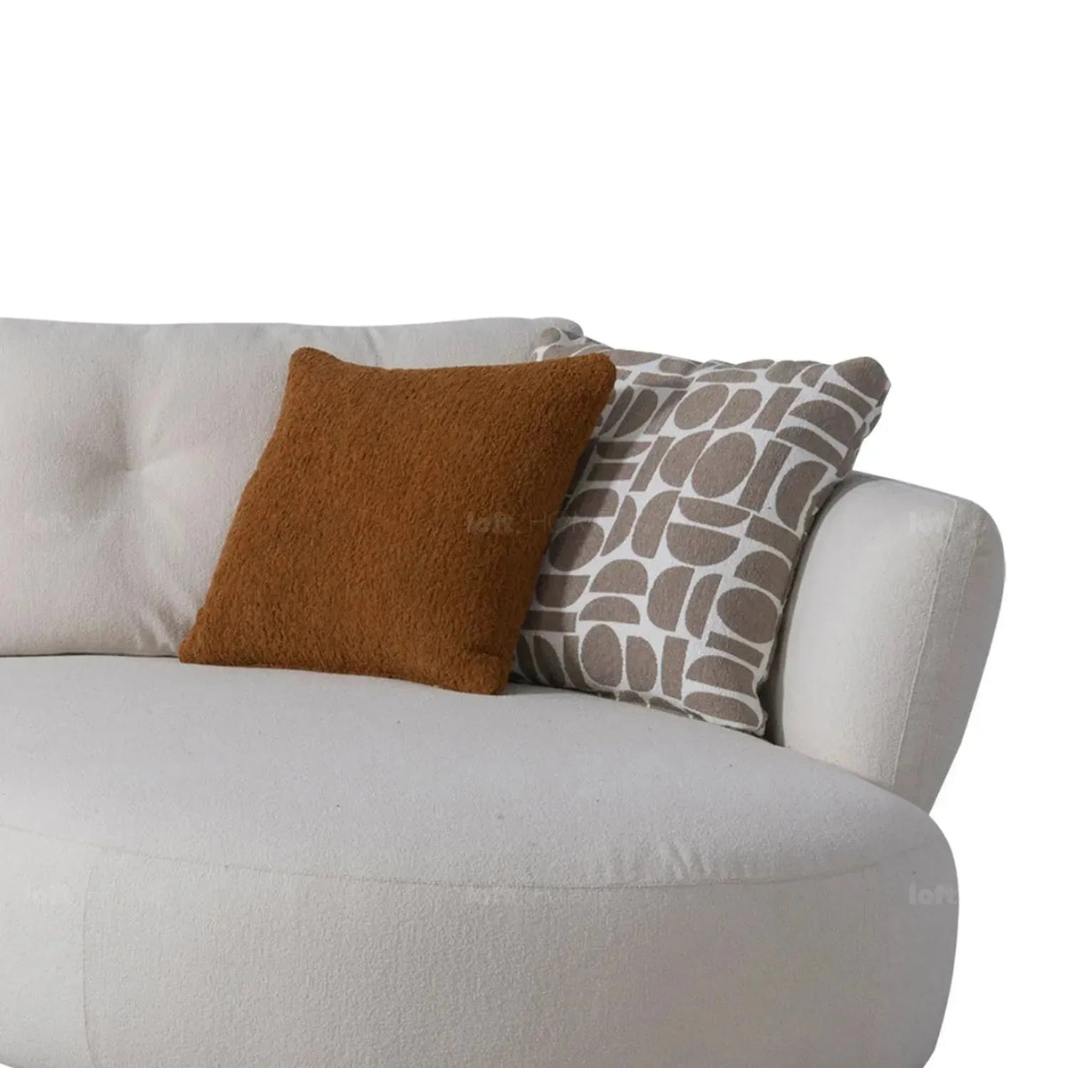 Cream Sherpa Fabric L Shape Sectional Sofa LUXE 3+L