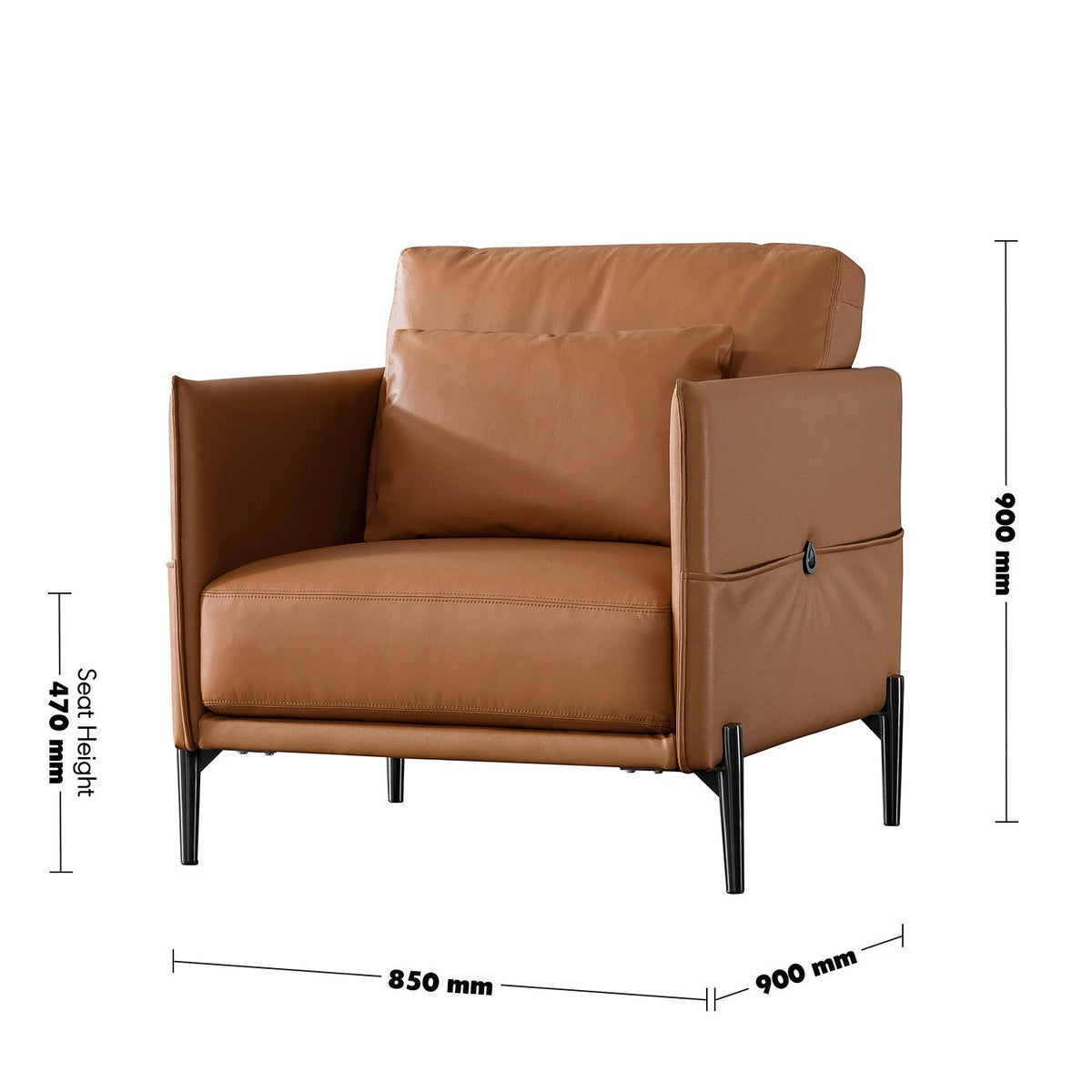 Modern Genuine Leather 1 Seater Sofa DANTE