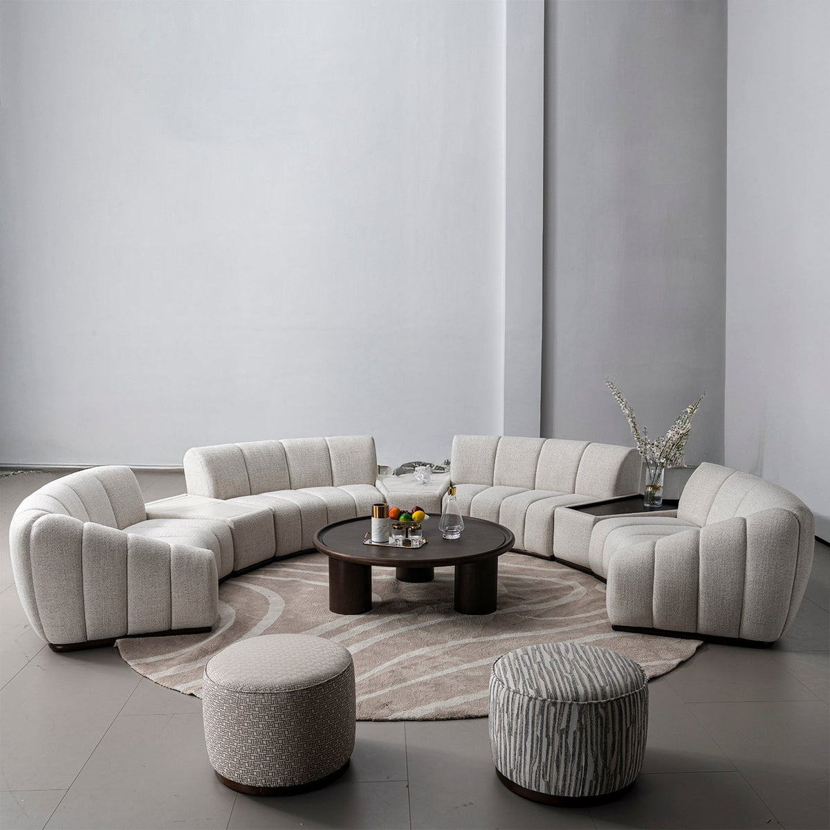 Modern Mixed Weave Fabric Modular Corner 1 Seater Sofa BENTO