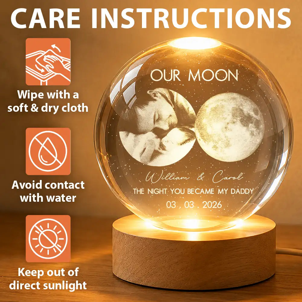 Custom Photo Moon Phase The Beginning Of Our Forever - Personalized Crystal Globe Lamp