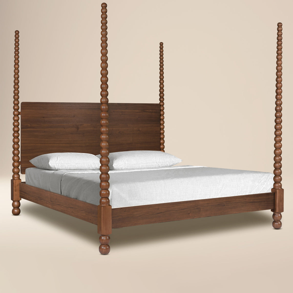 Aberdeen Walnut Bed, King, full bed with bedding