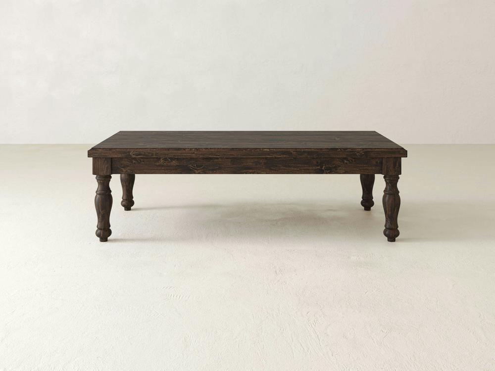 Abigail Coffee Table, Tobacco on Alder, main studio shot