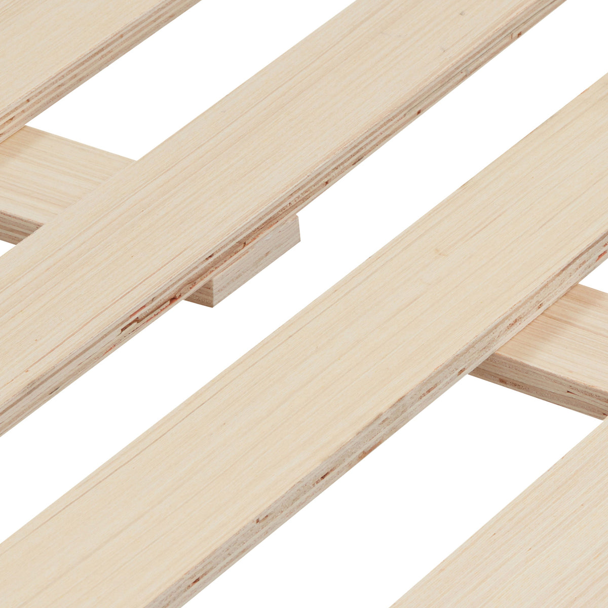 Acadia Pine Bed, Froth White Boucle, King, joinery close up