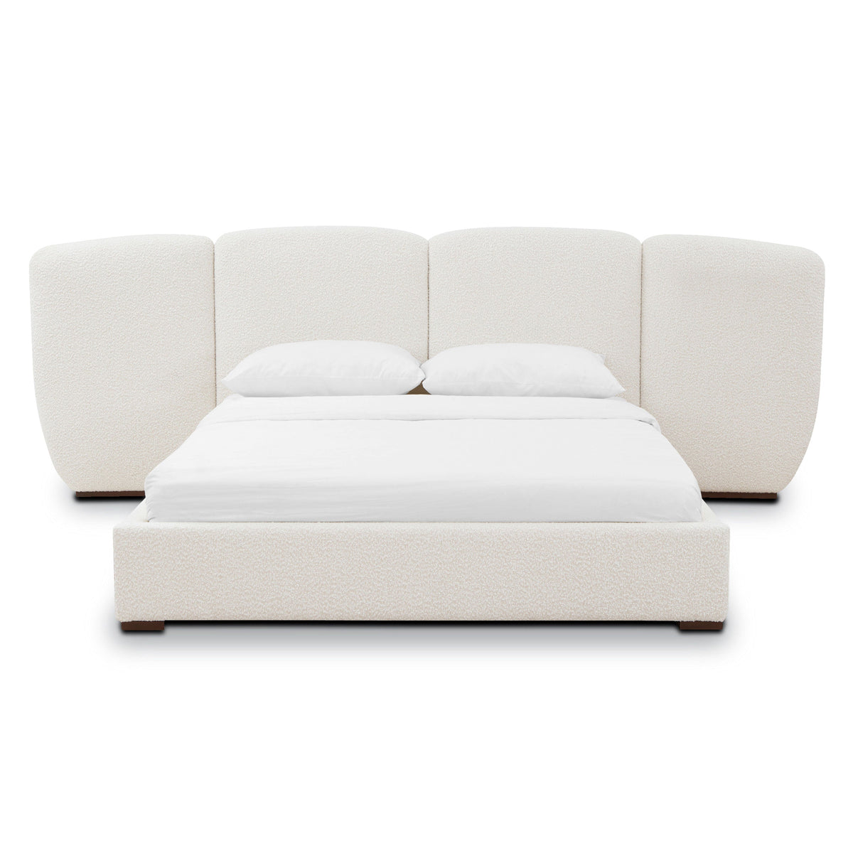 Acadia Pine Bed, Froth White Boucle, King, headboard detail
