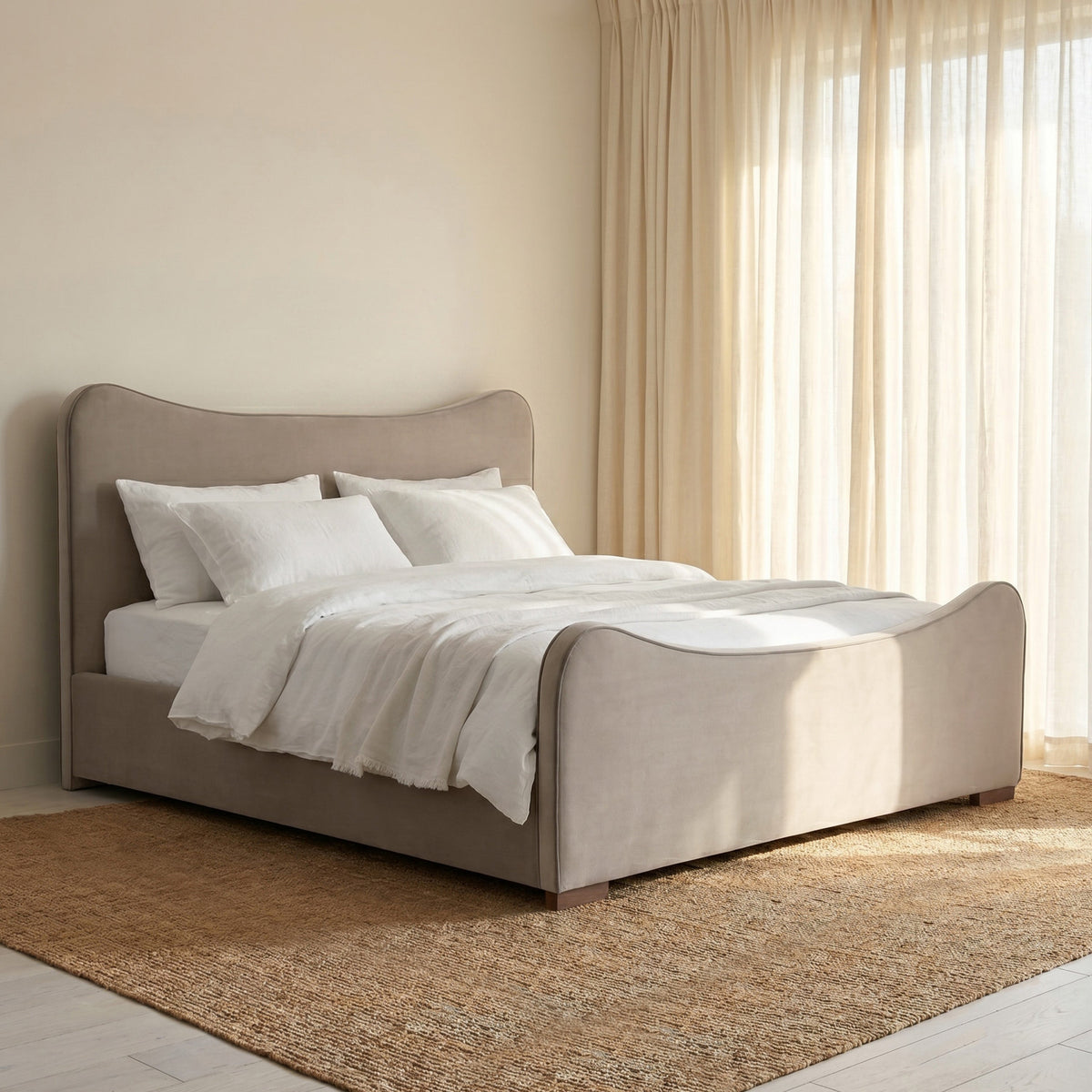 Adela Larch Bed, Serene Sand, King, side profile