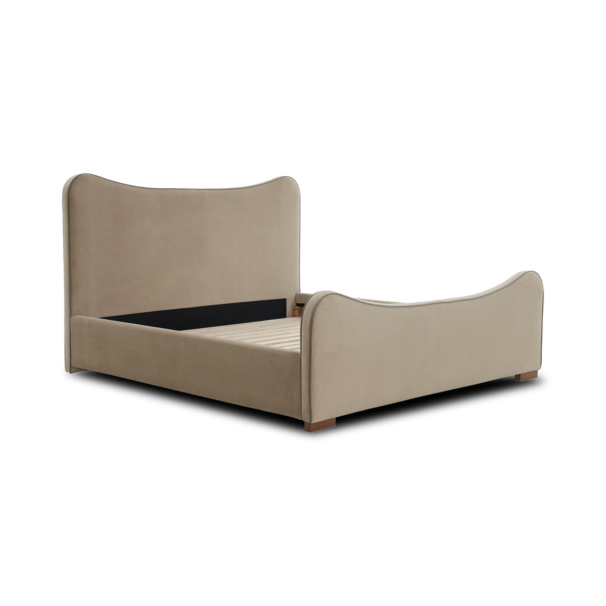 Adela Larch Bed, Serene Sand, King, frame and leg detail