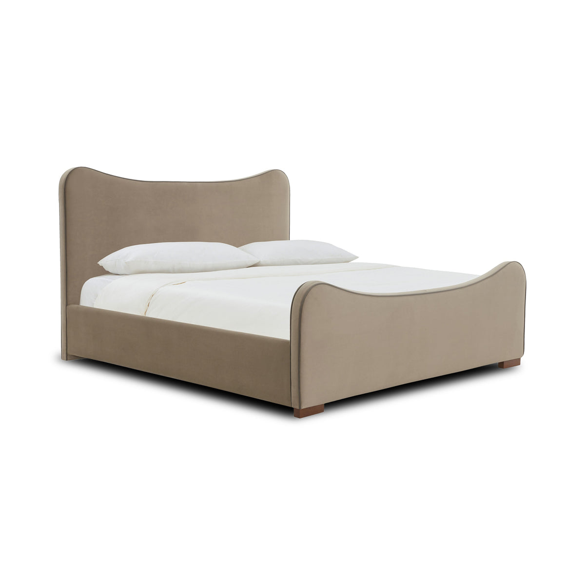 Adela Larch Bed, Serene Sand, Queen, shown at an angle