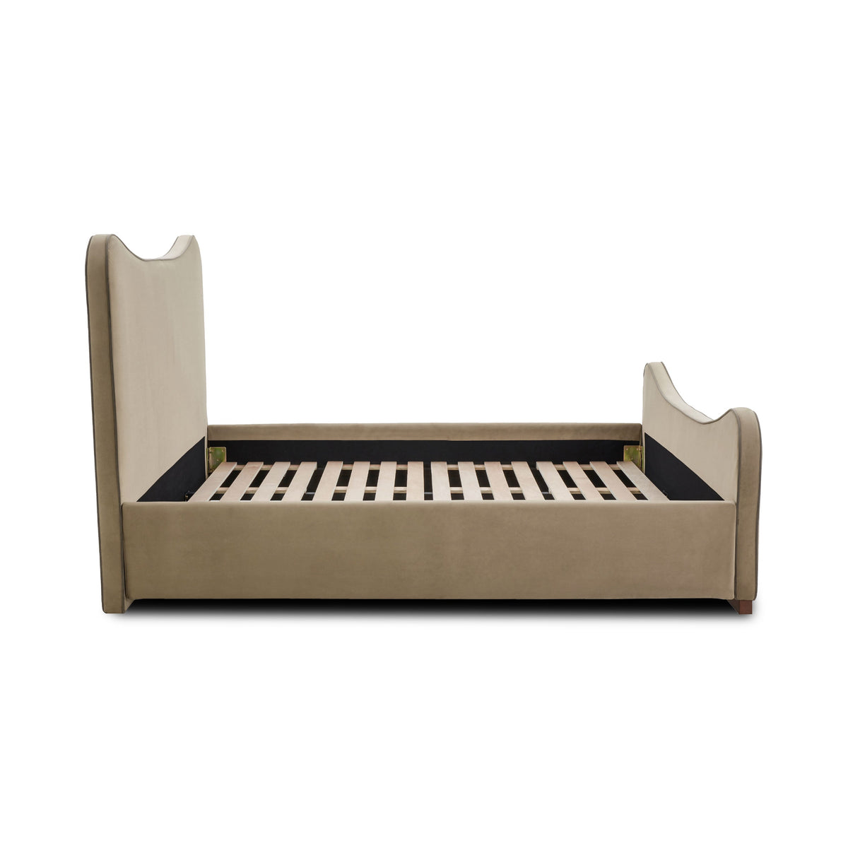 Adela Larch Bed, Serene Sand, Queen, slat and base detail