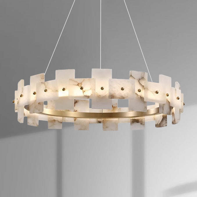 Aethelis Staggered Alabaster Chandelier, second alabaster close up