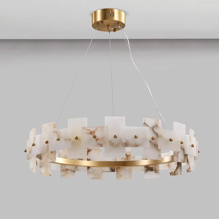 Aethelis Staggered Alabaster Chandelier, second unlit detail view