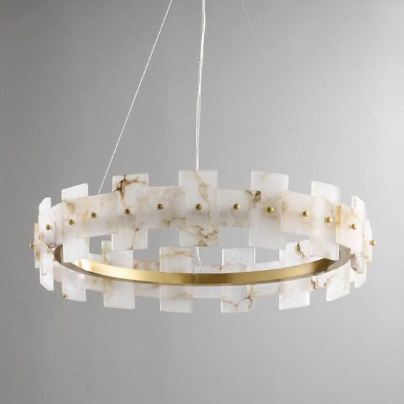 Aethelis Staggered Alabaster Chandelier, third full fixture view