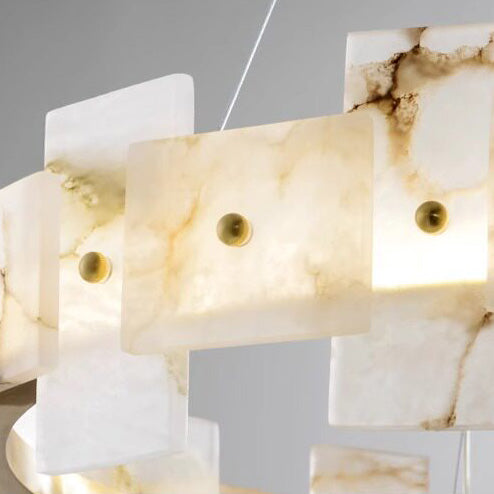 Aethelis Staggered Alabaster Chandelier, third alabaster close up