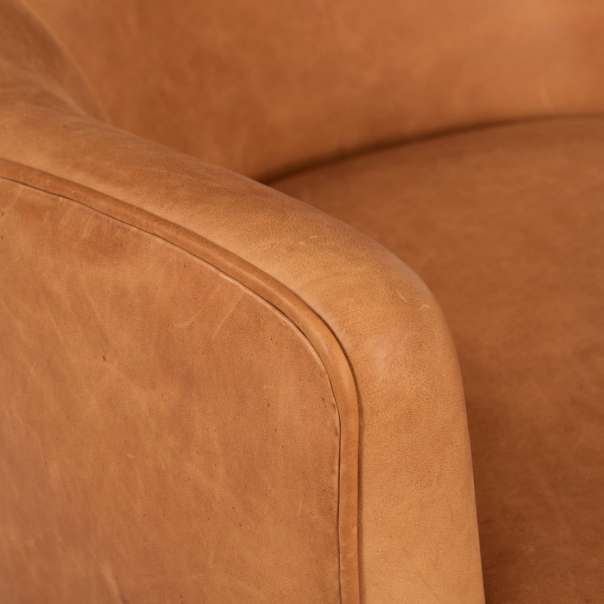 Aida Leather Lounge Chair, Cognac Tan, Set of 2, seen from above