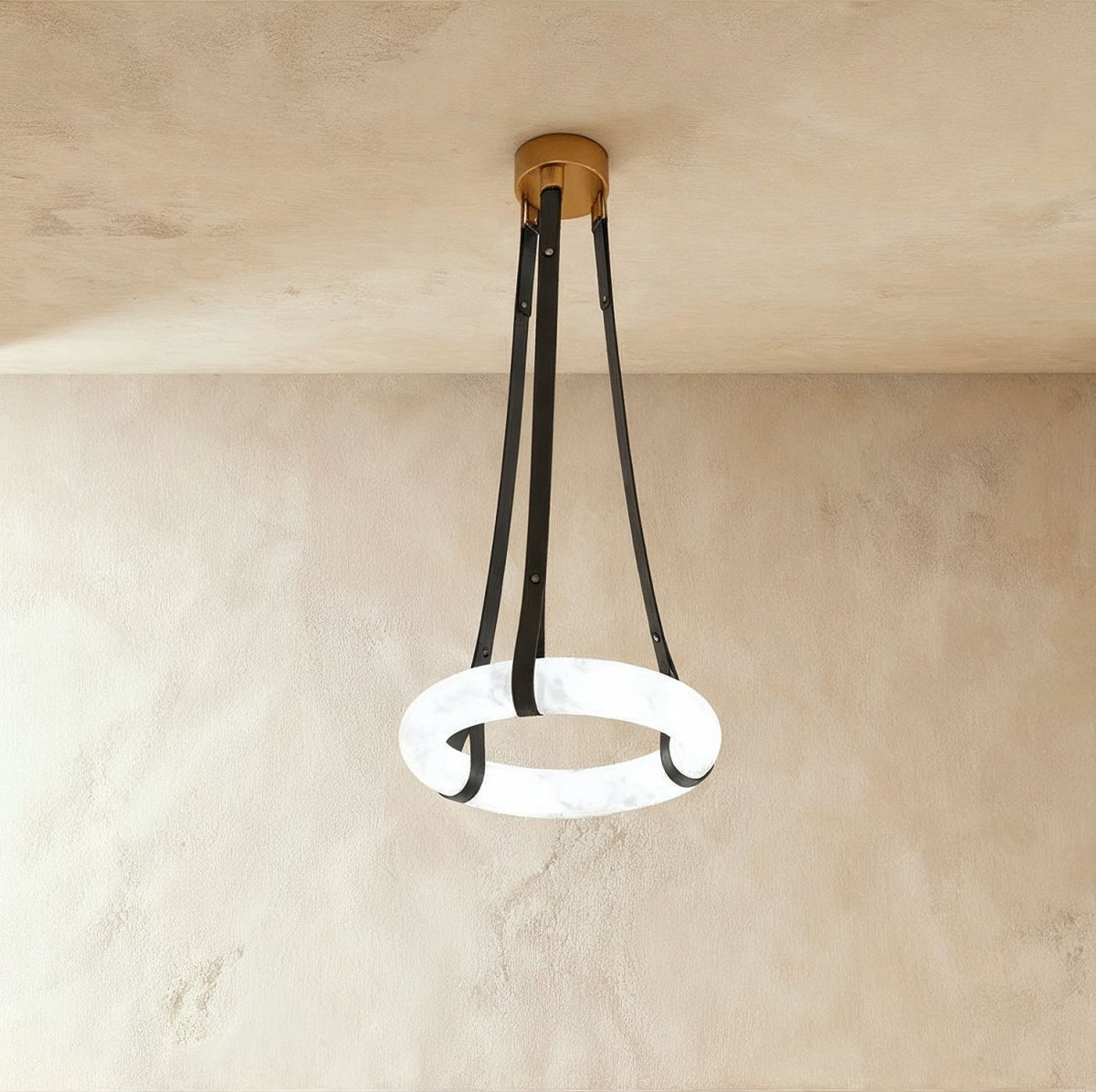 Aktis Alabaster Pendant Light, top of the shade in detail