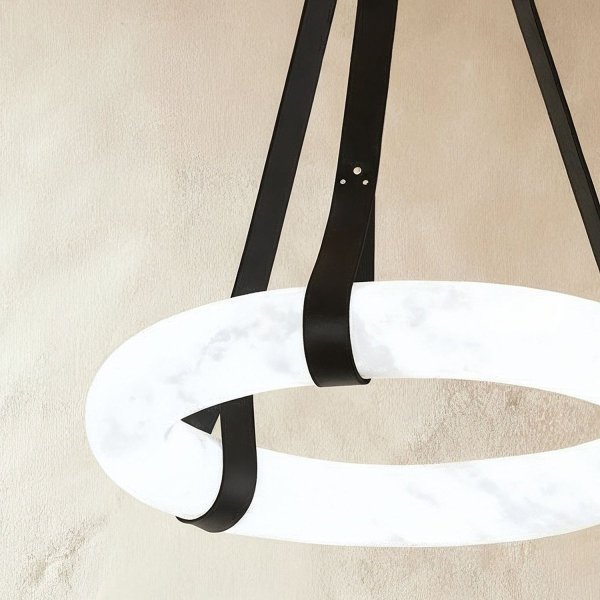 Aktis Alabaster Pendant Light, third full fixture front view