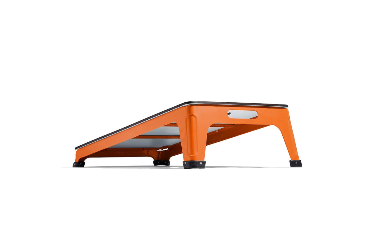 All-Weather Cornhole Set, orange, styled in use