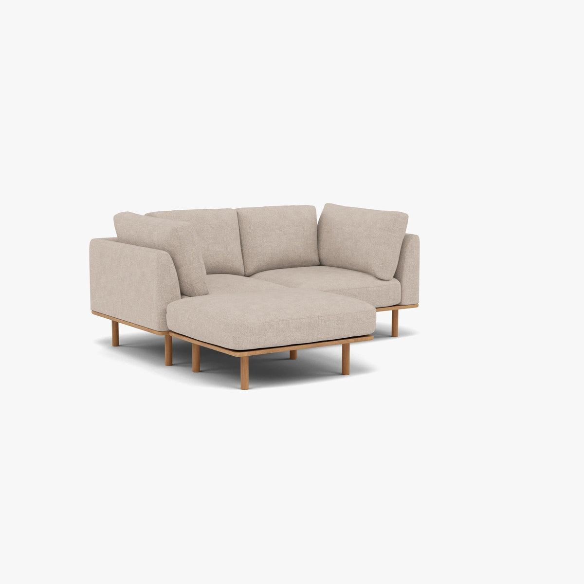 Anika Modular 2-Seater Chaise, Ivory Beige, studio turntable view