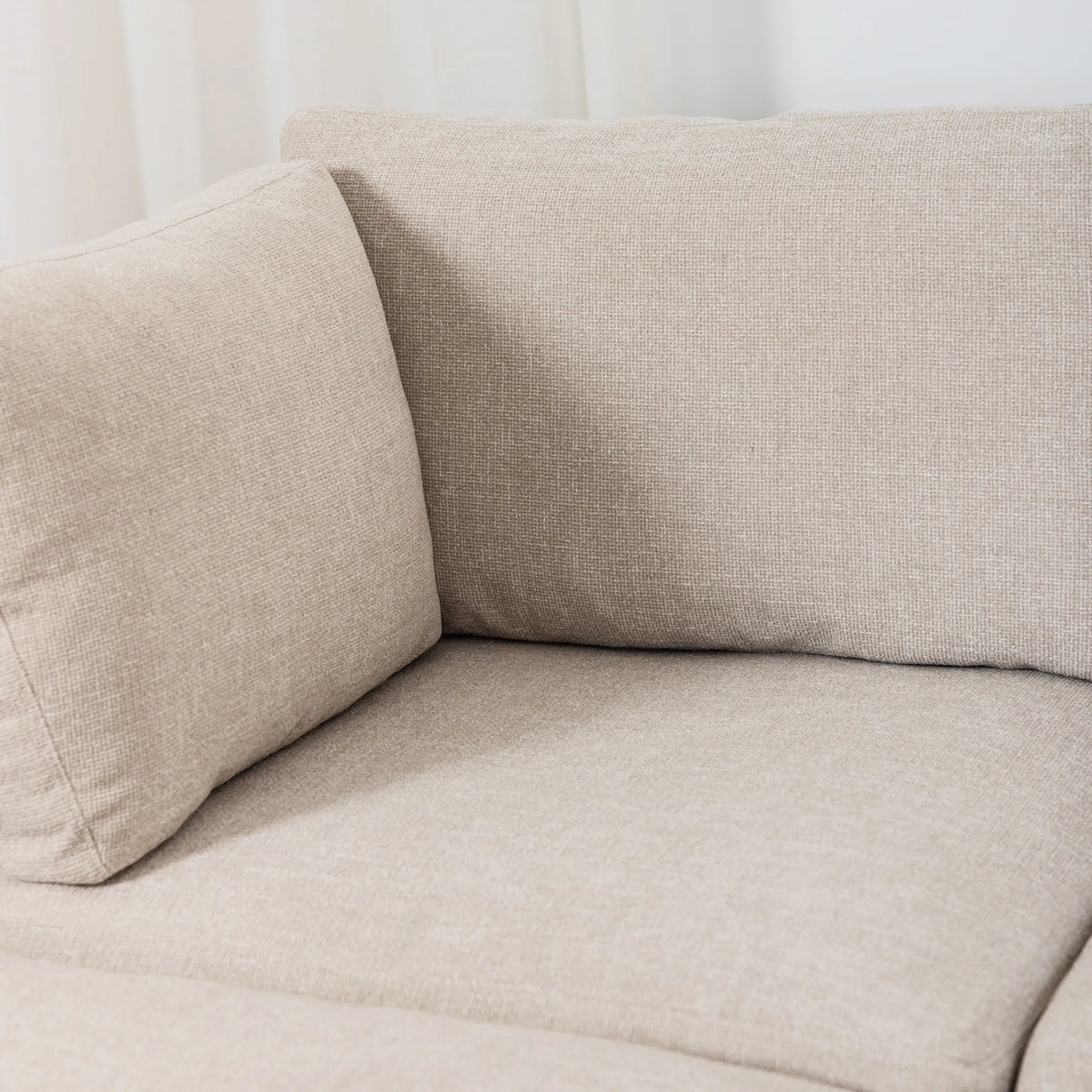 Anika Modular 2-Seater Chaise, Ivory Beige, full length side view