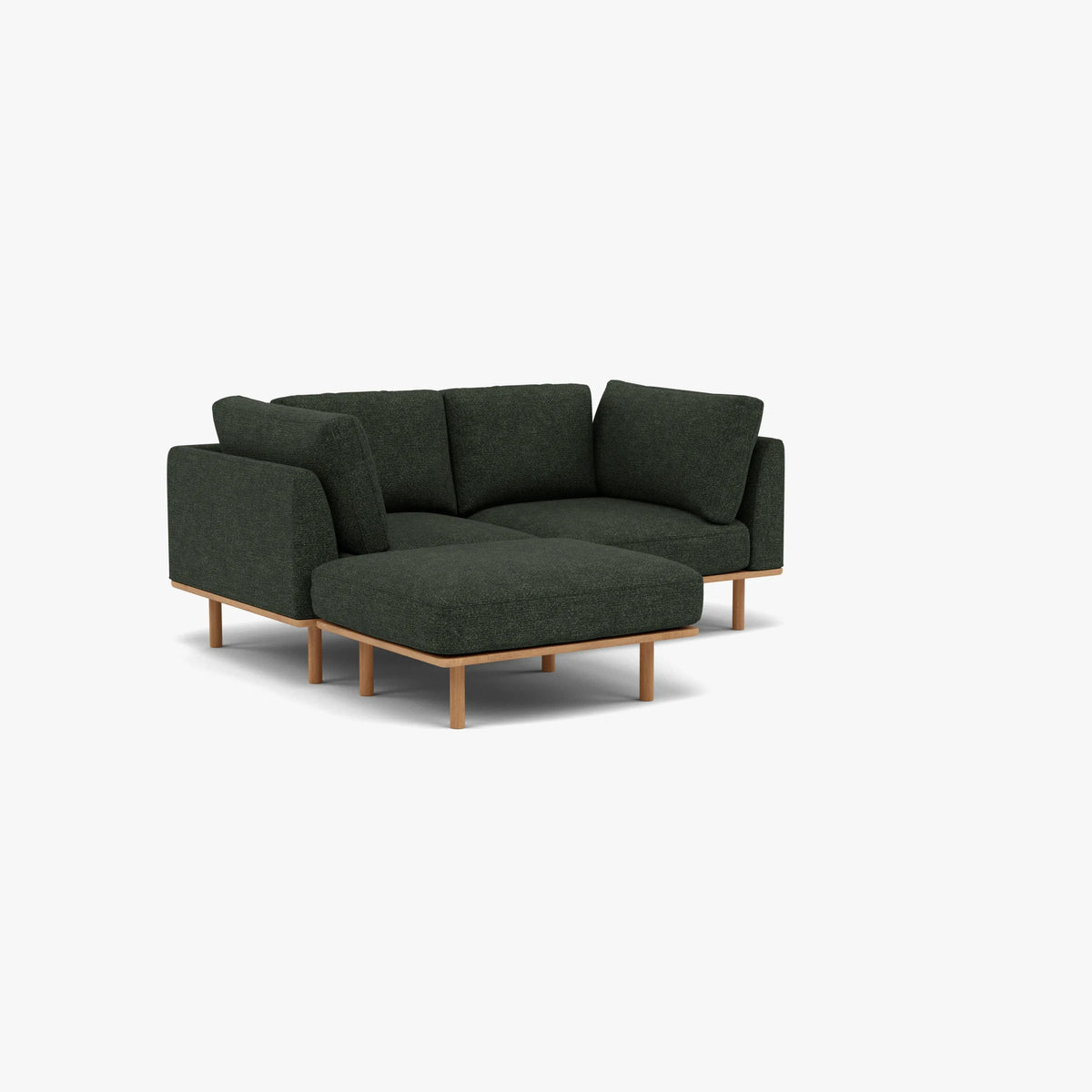 Anika Modular 2-Seater Chaise, Olive Green, studio turntable view