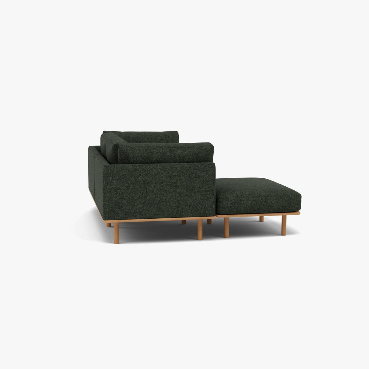 Anika Modular 2-Seater Chaise, Olive Green, back and frame view