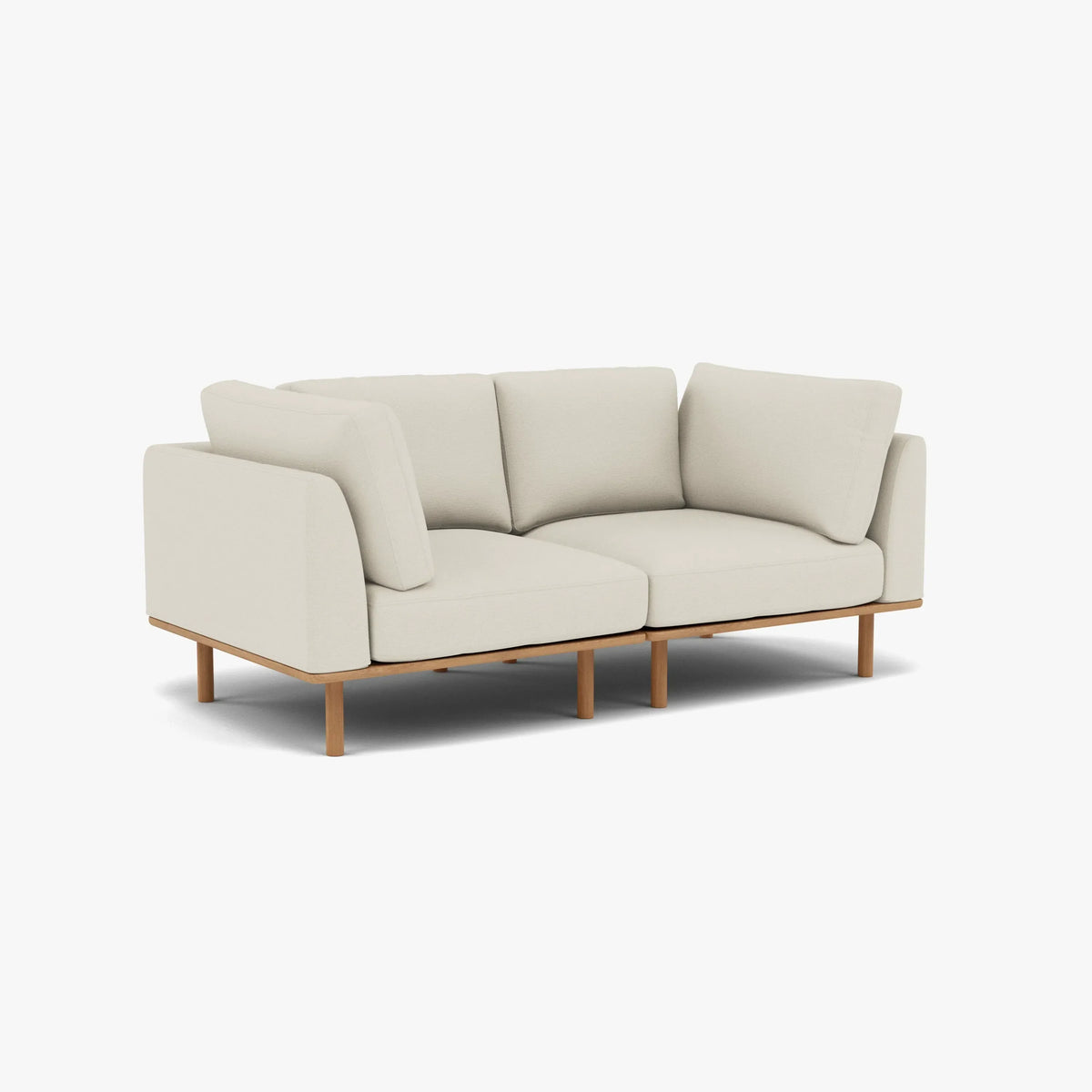 Anika Modular 2-Seater Sofa, Bone White, studio turntable view