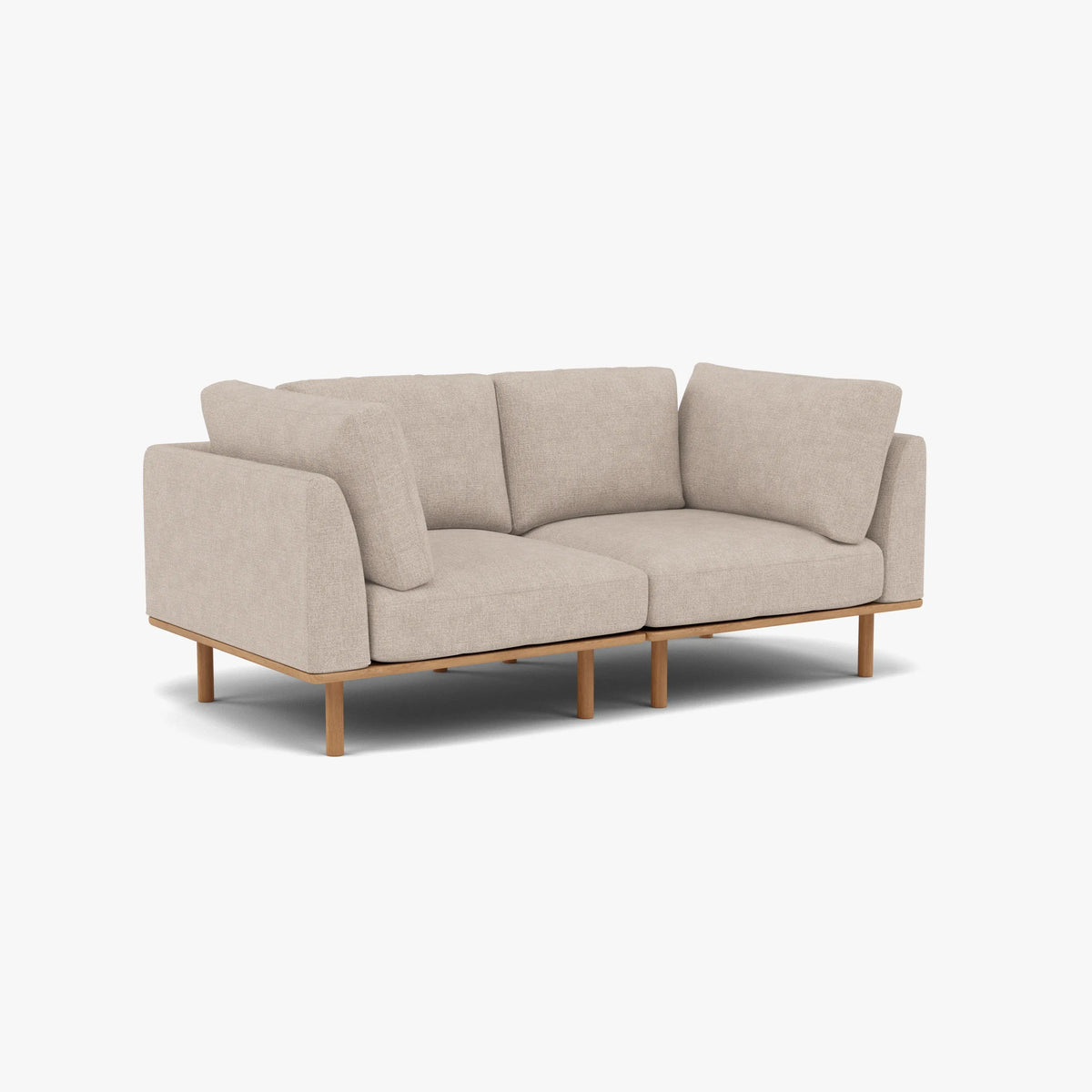 Anika Modular 2-Seater Sofa, Ivory Beige, studio turntable view