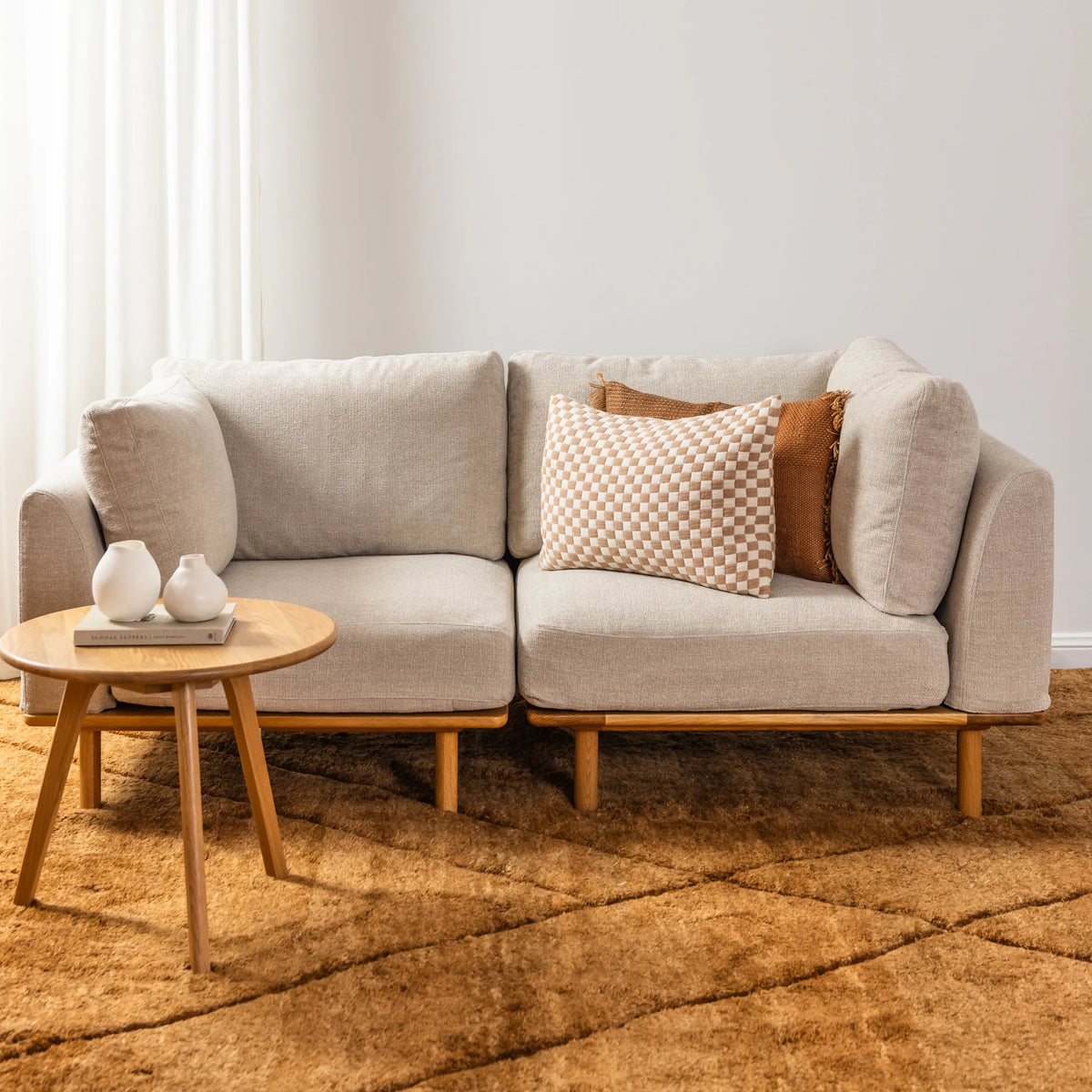 Anika Modular 2-Seater Sofa, Ivory Beige, styled in a real room