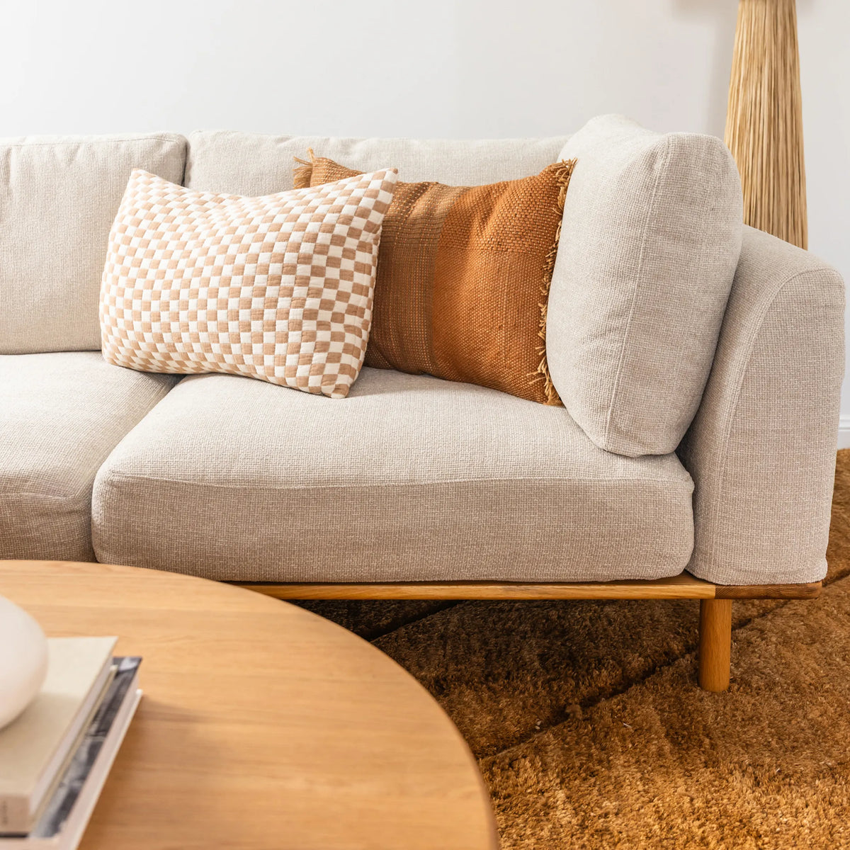 Anika Modular 2-Seater Sofa, Ivory Beige, fabric texture close up