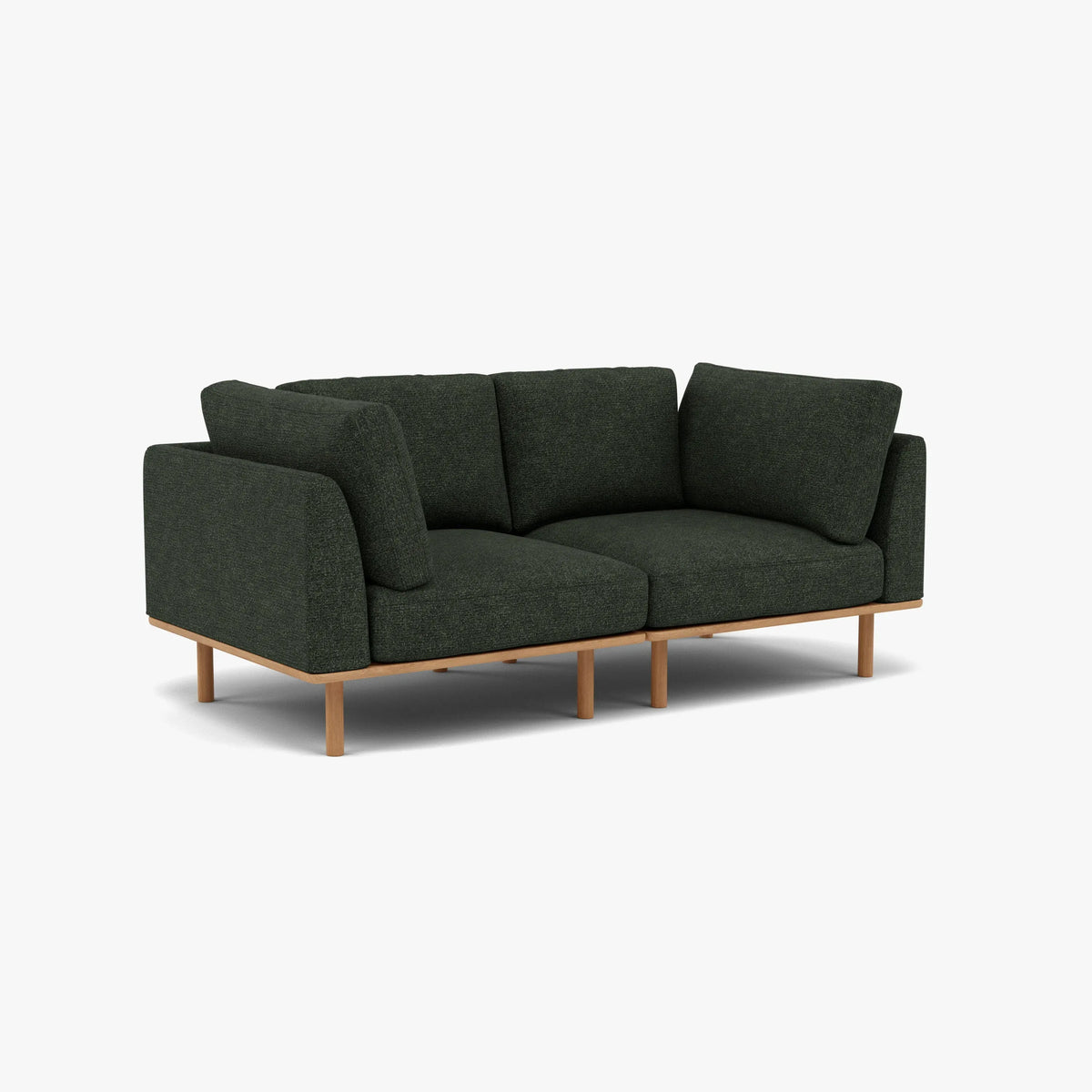 Anika Modular 2-Seater Sofa, Olive Green, studio turntable view