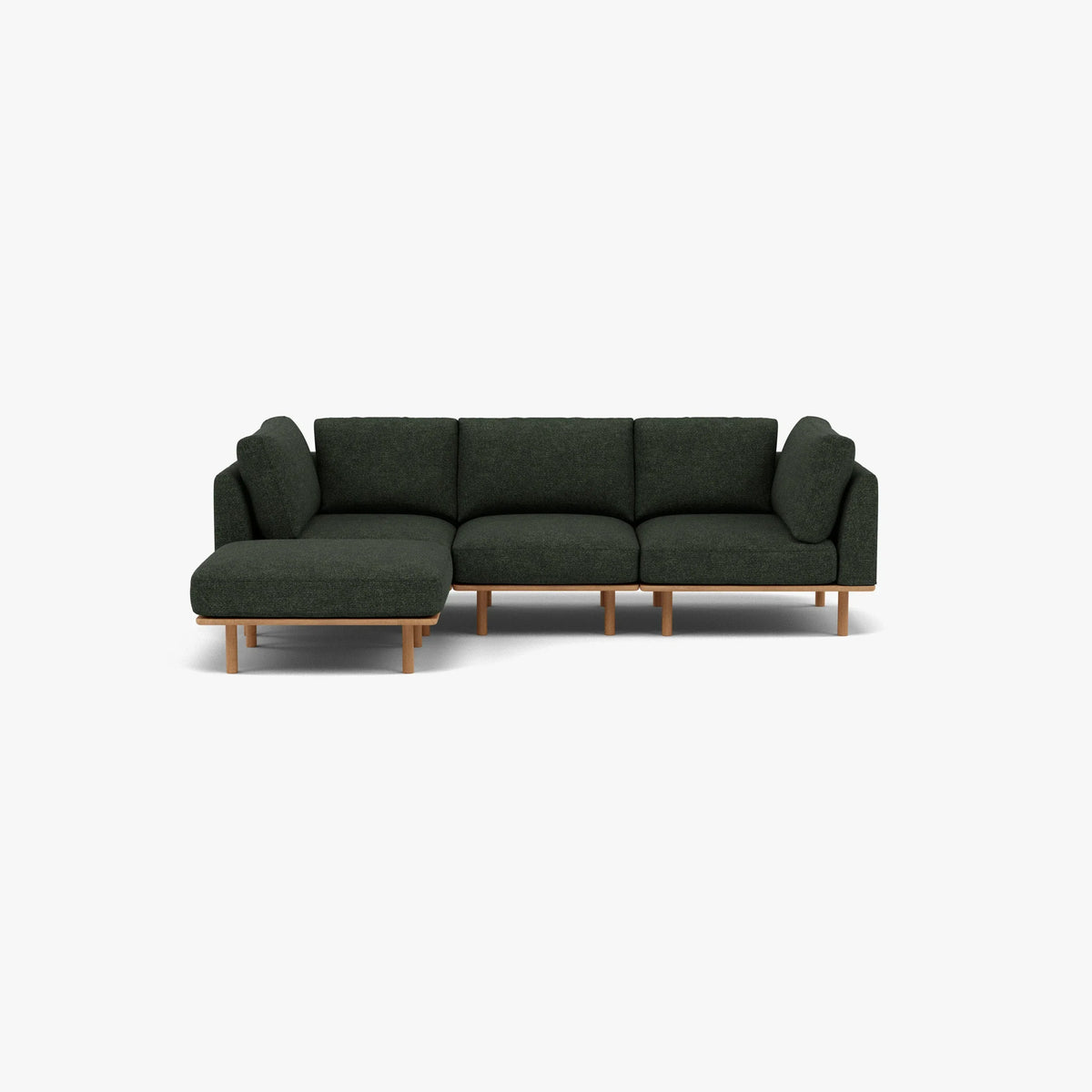 Anika Modular 3-Seater Chaise, Olive Green, studio turntable view