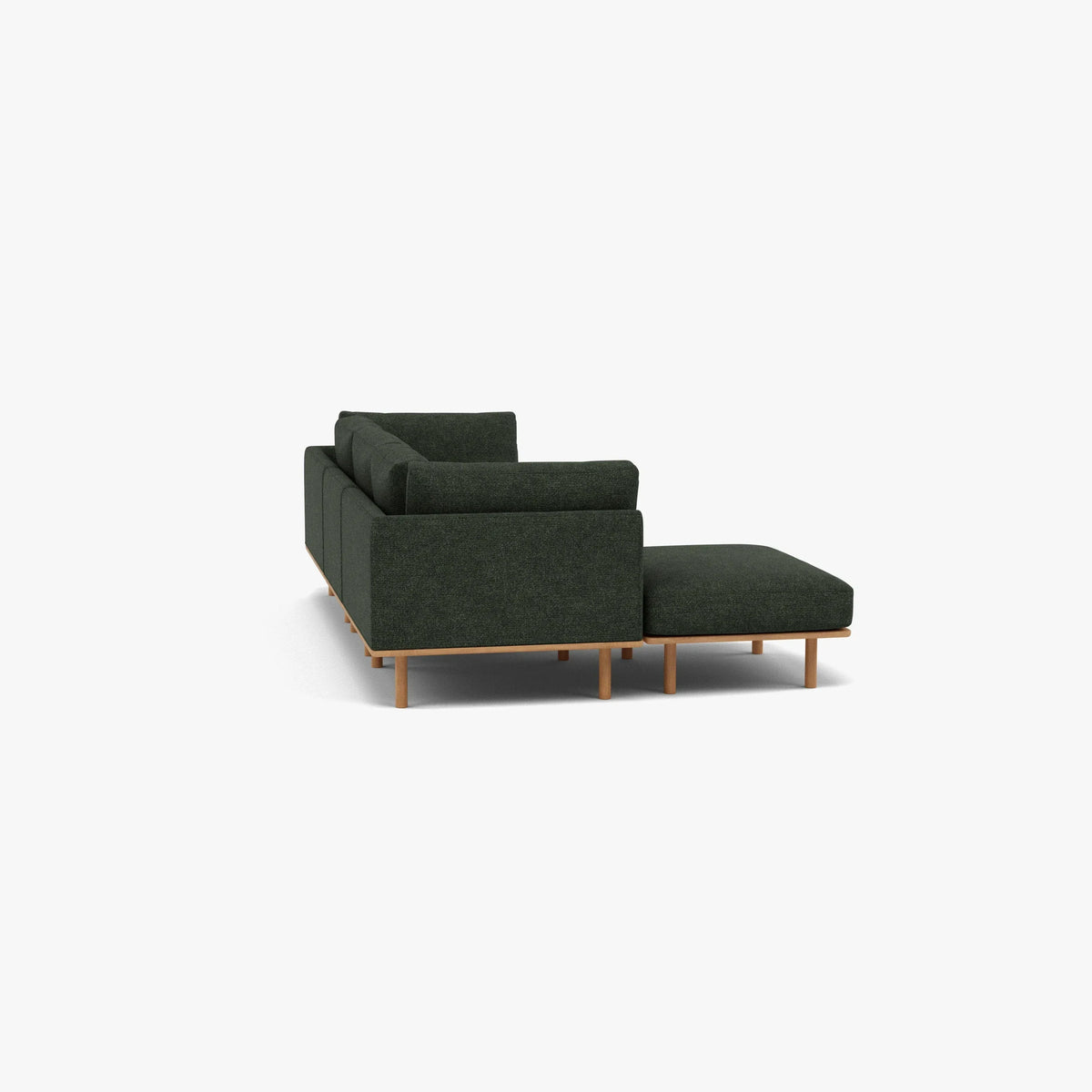 Anika Modular 3-Seater Chaise, Olive Green, full length side view