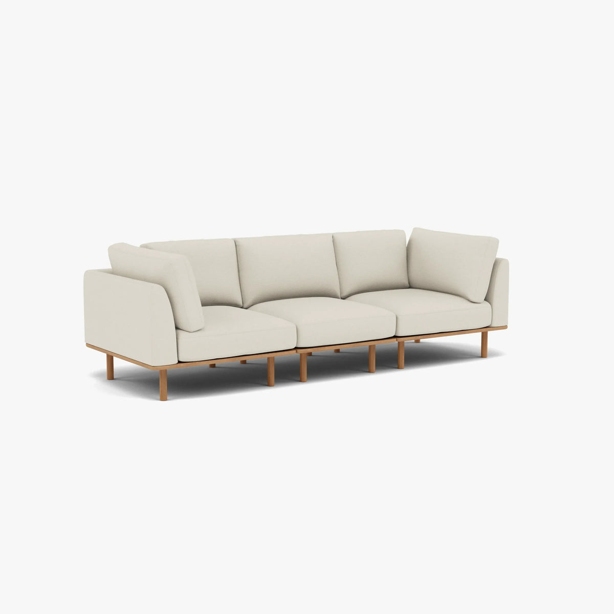 Anika Modular 3-Seater Sofa, Bone White, studio turntable view