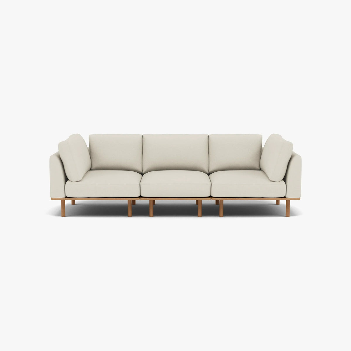 Anika Modular 3-Seater Sofa, Bone White, full length side view