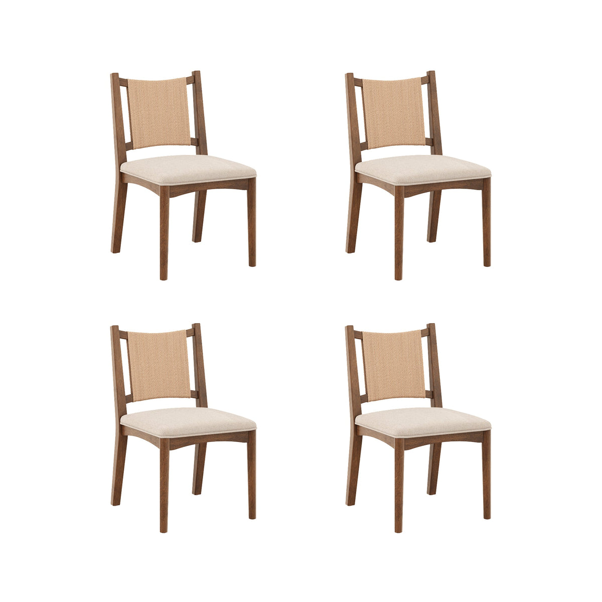 Arched Back Seagrass Dining Chair Medium Brown (Set of 4), studio shot