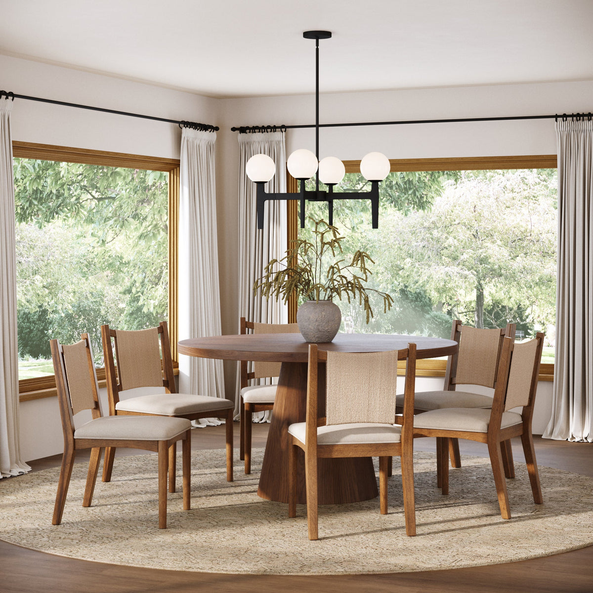 Arched Back Seagrass Dining Chair Medium Brown (Set of 6), main studio shot