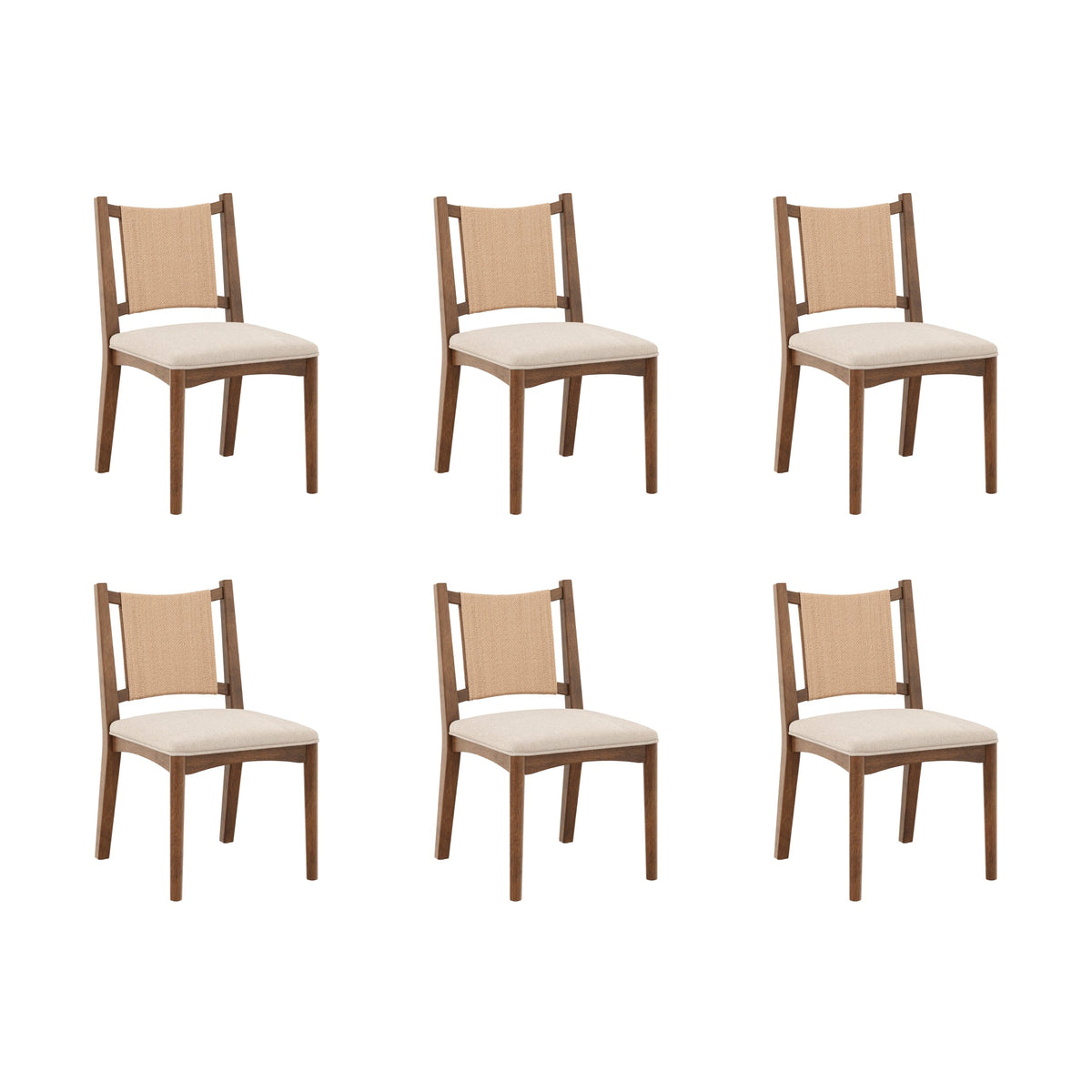 Arched Back Seagrass Dining Chair Medium Brown (Set of 6), studio shot